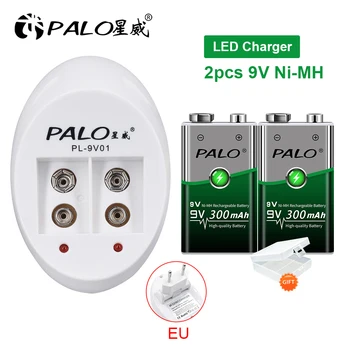 PALO 9 Зарядно Устройство за 6F22 9 NiMH акумулаторна Литиево-йонна Акумулаторна батерия + Ni-Mh 9 В Bateria 