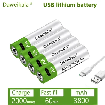 Бързо зареждане от 1,5 AA литиево-йонна батерия с капацитет 3800 mah и USB акумулаторна литиева USB батерия за играчка на клавиатурата