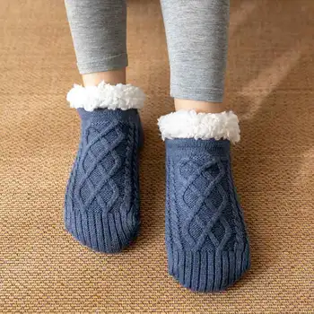 Чорапи-чехли с Дръжки Kawaii, Дебели Зимни Обикновен ДАМСКИ Чорапи, Дамски Пухкави Чорапи за Жени, Дамски Чорапи