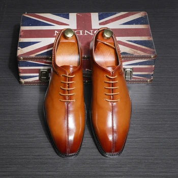 LLUUMIU/Мъжки Модел обувки, Бизнес Обувки, сватбени обувки, мъжки оригинални Мъжки Oxfords От Лачена Кожа, нова луксозна марка Мъжки Официалната Обувки