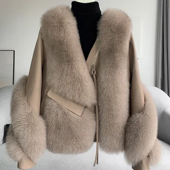 ZDFURS*Fox fur coat women ' s short 2021 new sheep fur integrated палто палто дамско есен пуховик женски 2021 палто за зимата