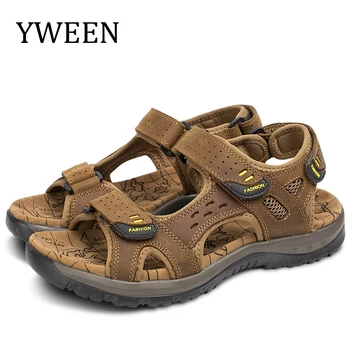 YWEEN/ Нова мъжки водна обувки, Плажни Сандали, Мъжки Кожени Сандали с отворени пръсти