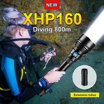 Най-Мощният XHP160 Професионален Led Фенерче за Гмуркане 500 М Подводна Лампа XHP90 Акумулаторна IPX8 Водоустойчив Фенер За Гмуркане