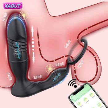 2 в 1 Bluetooth ПРИЛОЖЕНИЕТО Толкающий Вибратор за Мъже Масажор на Простатата Безжично Дистанционно Управление Анален Накрайник Гей Секс Играчки, Стоки за Възрастни