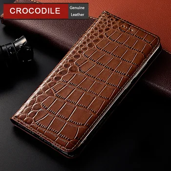 Калъф от естествена кожа на Крокодил, За Huawei Honor 8A 7X 8C 8X 8S 9 9X 9А 9В 9S Honor 20 20s 30 30s Pro Lite флип-надолу Кожена капак