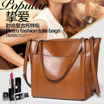 Ретро дамска чанта, комплект от 2 теми, алуминиеви композитни панели чанта, масло, восък, изкуствена кожа, чанта през рамо, луксозна дамска чанта-тоут