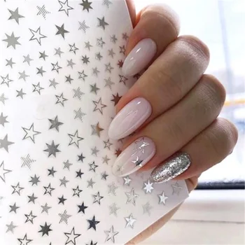 1 бр. (9*10 см) Холограма стикер с изображение на звезда за дизайн на ноктите, 12 цветни декорации за UV-дизайн на ноктите, Лазерни етикети, стикер Q506 (4)