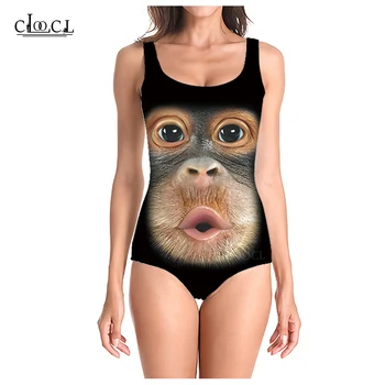 CLOOCL най-Новата Мода Животни Забавна Маймуна 3D Принт едно Парче Бански Женски Бански Костюм Без Ръкави Секси Бански