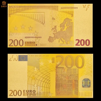 Златни банкноти, деноминирани 24 хиляди евро, колекция от 200 евро, Цветен Банкнота, Събиране на Хартиени пари и бижута