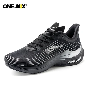ONEMIX Новост 2021, Модерен Мъжки Черни Пътни Маратонки, Спортни Обувки За Фитнес, Фитнес, Маратон, Спортни Обувки, изработени от Въглеродни Влакна