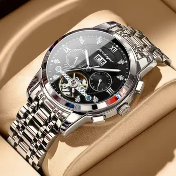 Луксозни нови маркови мъжки часовник напълно автоматичен механичен часовник водоустойчив светещи часовници в стил steampunk за мъже sugess watch