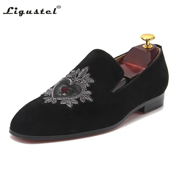 Ligustel/ Дизайнерски Ежедневни Обувки за Мъже, Велур лоферы, Благородна Вечерна Модельная Обувки за Абитуриентски бал, Сватба парти, Черни обувки, по-Големи размери 13