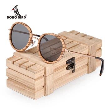 BOBO BIRD Нов Дизайн на Дървени Слънчеви Очила Котешко Око Polaroid Обектив с Метални крака за Мъже И Жени, Подарък Кутия OEM Дървена Кутия за Подарък