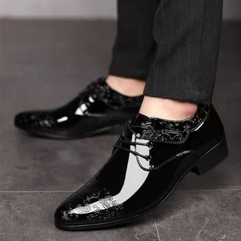 Мъжки Кожени обувки Брилянтен Бизнес Кожени Модела Мъжки Обувки Модерен Официалната Ежедневни Обувки Голям е Размерът на Сватбени Обувки Дантела