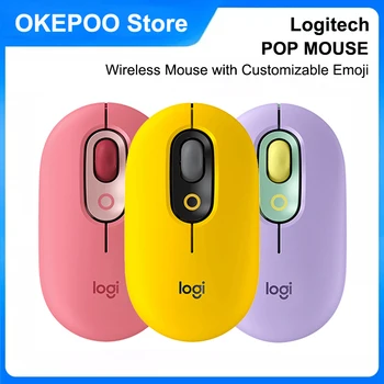 Нова Мишка Logitech POP Mouse Безжична Bluetooth Тиха Тъчпад Офис мишка Преносим висока инжекция Оптична За Windows, macOS