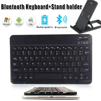 Клавиатурата е Безжична Bluetooth Клавиатура за Таблет Компютър, Телефон, Мини Акумулаторна Клавиатура + (Tablet PC/Мобилен телефон) на Притежателя