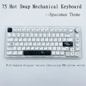 Spaceman Keycaps Next Time 75 Механична клавиатура с гореща Замяна, Жичен Type-C RGB С Смазывающими 3-жълти контактни Ключове Gateron Pro