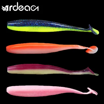 ARDEA Лесно Shiner T-tail Shad Мека Стръв 90 мм/10 бр. Силиконов Червей на Кука Воблери Оригинален Двуцветен Риболовна Стръв За Риба с Въдица