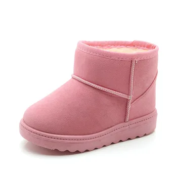 Новост 2021 г.; зимни детски обувки за момичета; дебели топли обикновена зимни ботильоны; обувки; къси гумени ботуши; детски обувки за момичета с облицовка от розов цвят