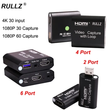 USB 2,0 3,0 4 ЗА Loop Out Аудио Карта видео заснемане, HDMI, Кутия За Записване на Микрофона В Телефона Играта Излъчването на живо за Преминаването PS4 DVD Камера