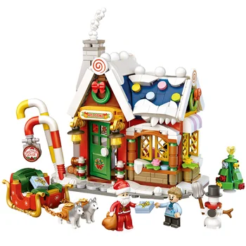 788 бр. LOZ 1223 Весело Коледно Дърво Къщата на Дядо Коледа, Снежен човек 3D Модел САМ Кухненски Блокове, Тухли, Строителни Играчки За Деца Блокове