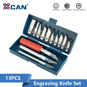 Нож комплект за гравиране XCAN 13 бр. За Многофункционални Занаяти, Изкуство Режещи инструменти с 3 Ножове, 10 Ножове, Инструменти за дърворезба