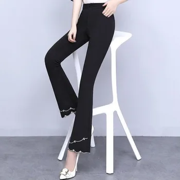 Черна Разкроена Панталон, Тънък Дамски Дрехи, Корейската Мода 2022, Панталони с Висока Талия, Ежедневни Офис Официални Панталони, Femme 2021, Новост