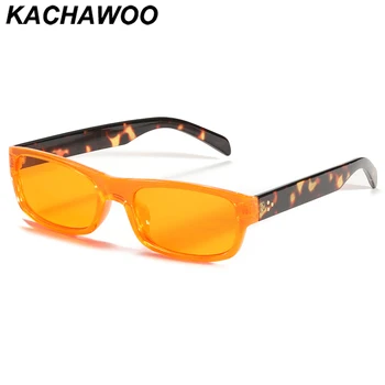 Правоъгълни слънчеви очила Kachawoo в ретро стил, оранжеви, зелени, леопардовые, цветни, слънчеви очила, мъжки, женски, трендови, вечерни, подаръци за пря...