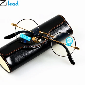 Zilead Ретро Анти Blue-ray Кръгли Очила За Четене, за Жени и За Мъже Златен Цвят Смола Очила За Далекогледство Унисекс Очила За Възрастни