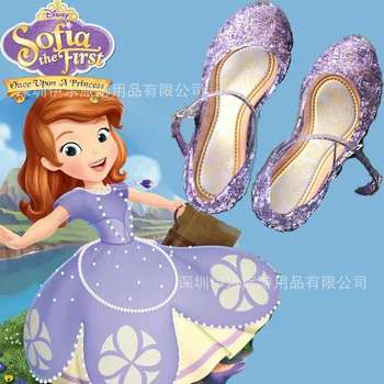 Disney детски обувки Елза Замразени момичета сандали с танци принцеса обувки, детски сандали кухи кристални обувки
