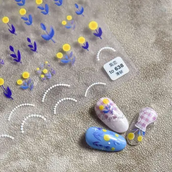 Нов продукт на тънки твърди 638 самозалепващи стикери за нокти Японски сладки етикети 5d стикери за нокти лилаво с флорални стикери за нокти