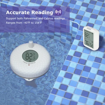 INKBIRD Безжичен Термометър за басейна Вътрешни Външни Интелигентни Сензори с Обхват на предаване на 300 метра и температурен монитор от -10 ℃ до 60 ℃