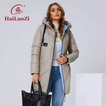 HaiLuoZi 2022 Зимно дамско яке, Дълго, Плътно памучно палто с големи джобове, Модно дамско палто, размер Cversize L-4XL, ежедневни дамски палта 6896