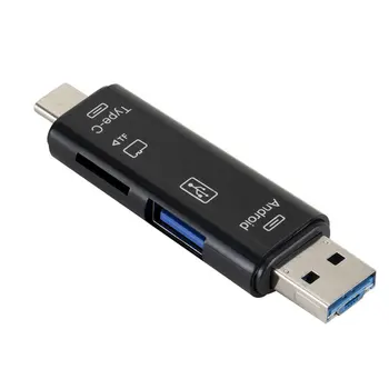 5 в 1 USB 3.0 Type C/USB/ Micro USB SD TF четец за карти памет с OTG Адаптер Конектор висока скорост на Четец за карти Памет, PCI-E Странично