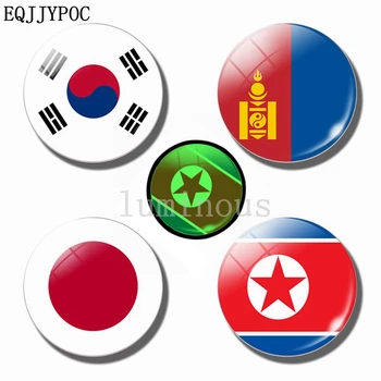 30 ММ, Магнит За Хладилник Нажежен Магнит За Хладилник е Стъклен Флаг Азия, Япония, Корея, Корея, Монголия Свети през Нощта Национален Флаг на Сувенири