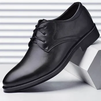 Мъжки Модел обувки големи Размери, Бизнес обувки на платформа, Есенна Дишаща Ежедневни Обувки 2021 Г., мъжки Зимни Плюс Кадифе Топло Мъжки Обувки