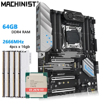 Дънна платка Machinsit X99 MR9S X99 Комбиниран комплект LGA 2011-3 с процесор Intel Xeon E5 2670 V3 и оперативна памет DDR4 64 GB (4 бр. x16 GB)
