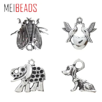 MEIBEADS 14 Креативен Стил Сплав Висулки във формата на Животни, за Жените Ретро Гривна Окачване за самостоятелно Производство на Бижута Колиета Аксесоари