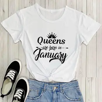 Роден през Януари Риза за рождения Ден Нов Прием на Ежедневното 100% Памук Забавна Тениска Рожден Ден Тениски Подарък за Нея
